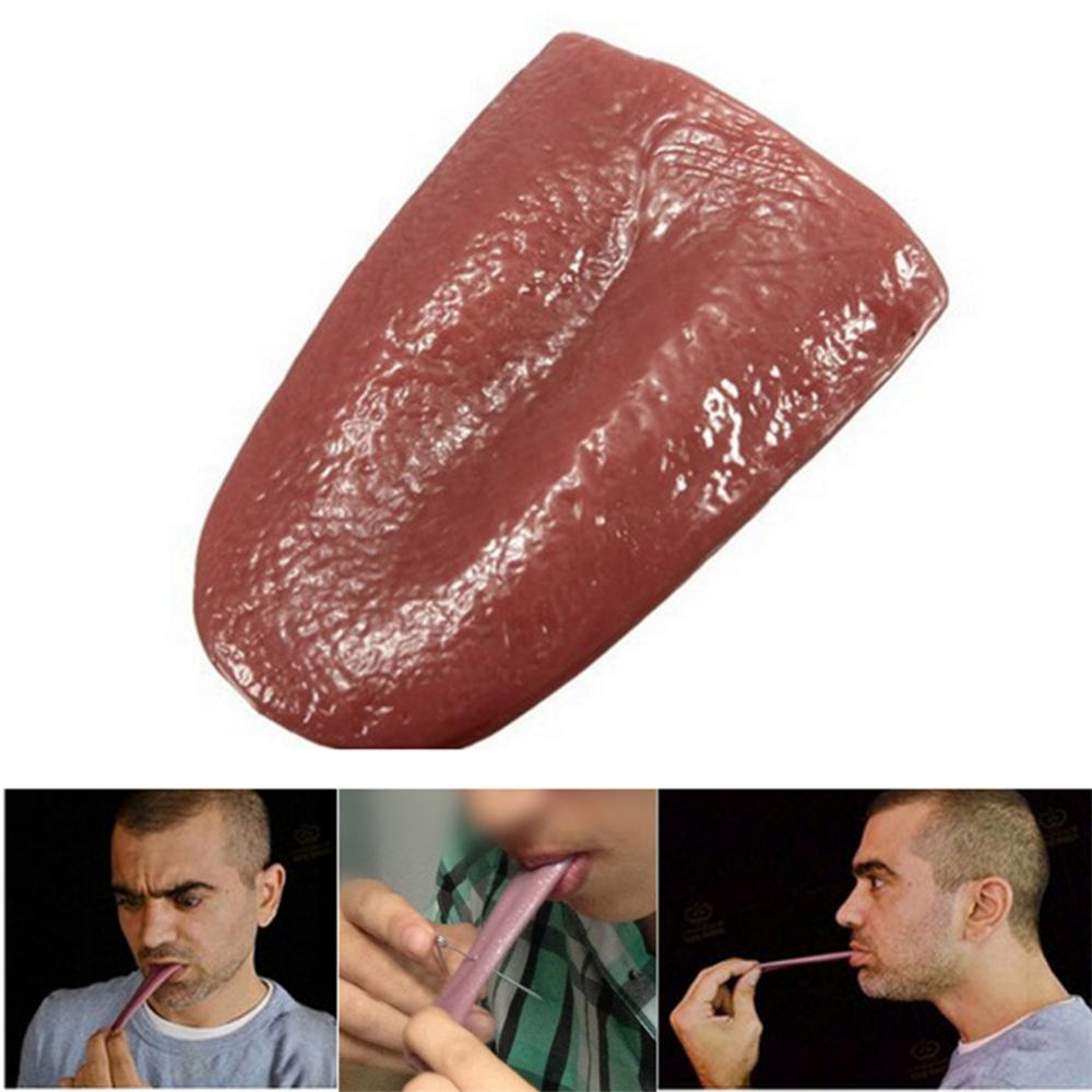 Funny Prank Toys Fake Through Tongue Joke Prank Tricks Toys For Children Adult Halloween Horrific Prop Party DIY Decorations