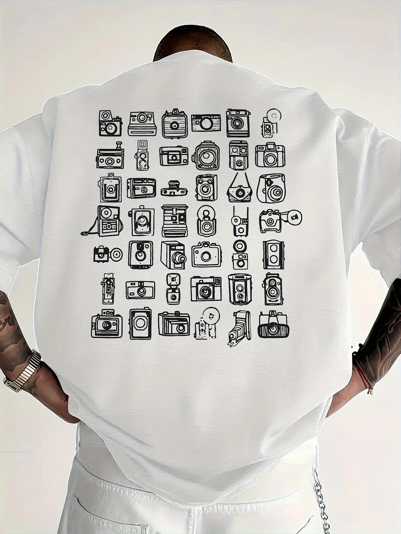 

Men s Graphic T-Shirt- Vintage Photography Print Short Sleeve Tee XL