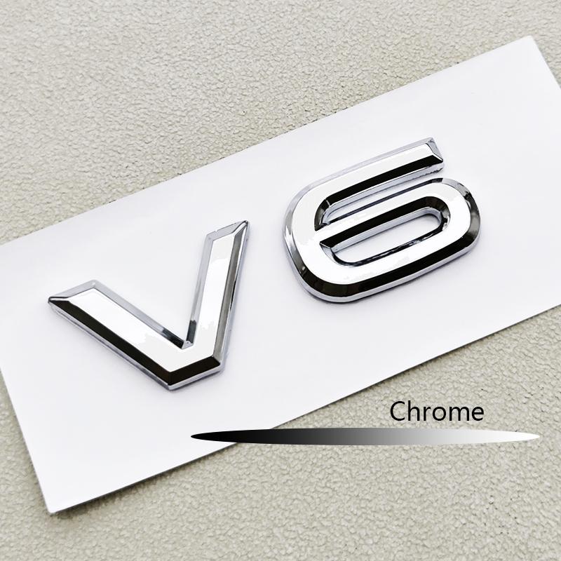 W213D ABS Chrome Black Logo V6 Emblem Letters Car Sticker Rear Trunk Badge For Volkswagen VW Touareg Passat Amarok V6 Accessories