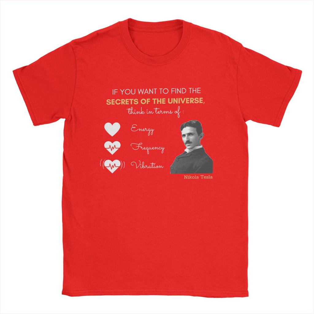 Nikola Tesla Tajemství Vesmíru Pánská Trička Vintage Tričko Krátký Rukáv Kulatý Výstřih Trička 100% Bavlna Nápad na Dárek Topy