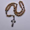 Woods Beads and Crosses Rosary Necklace Wood Crucifix Pendant Necklace for Prayer and Meditations Religious Accessories