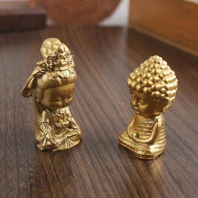 Messing Sakyamuni Ornament Büro Auto Kreativ Hochwertig Klein Kupfer Massiv Reines Kupfer Handwerk