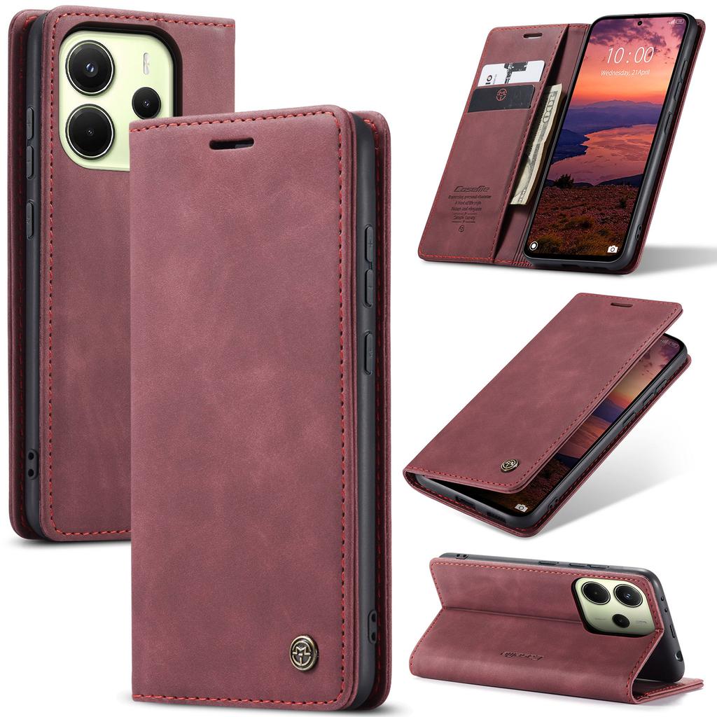 For Xiaomi Redmi Note 14 4G (164.84x78.15x8.16mm) Wallet Case CASEME 013 Series PU Leather Phone Cover Stand