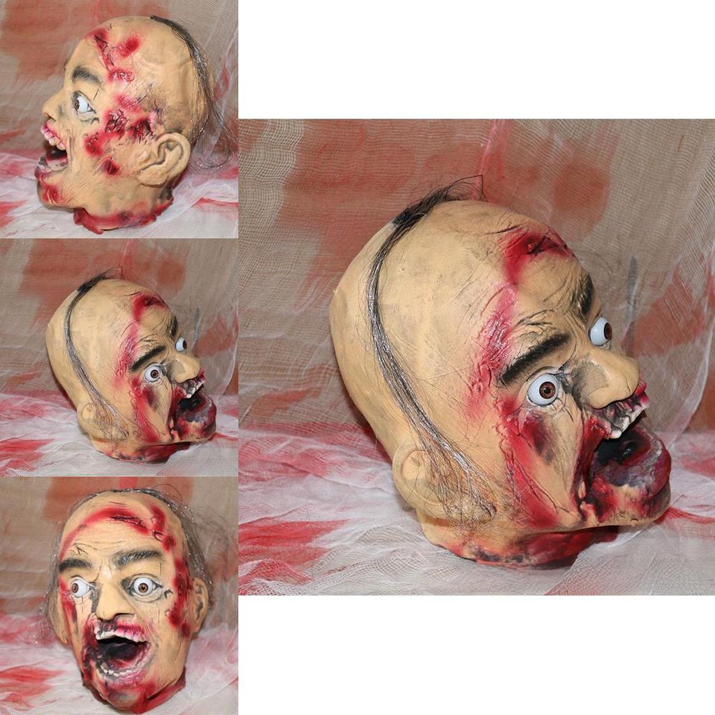 Horror Latex Foam Zombie Dry Corpse Hanging Head For Halloween Escape Room Decor And Costume
