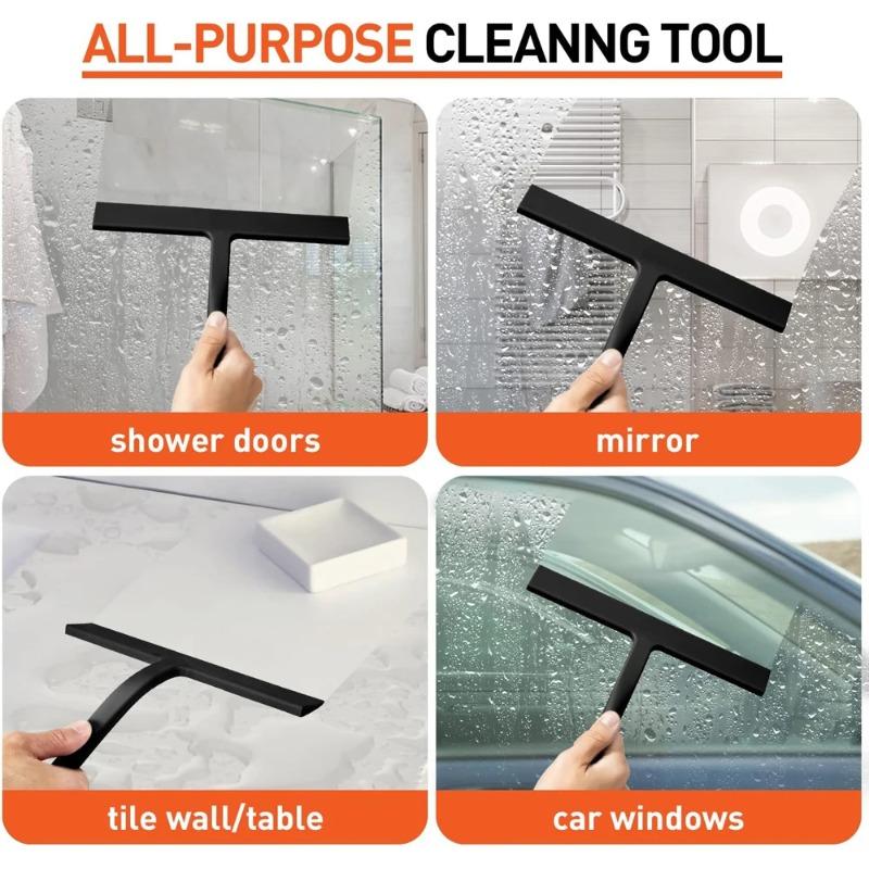 Cleaning Shower Wiper Blade Matte Black Silicone Wiper Non Striped Glass Bathroom Shower Door Mirror Ceramic Tile Car Window
