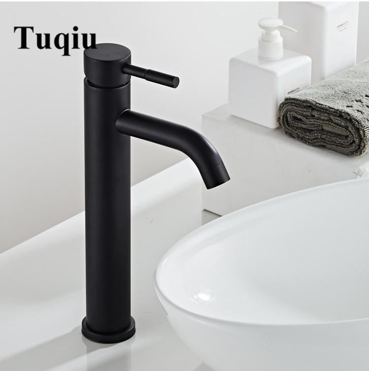 Black Bathroom Basin Faucet Black Baking 304 Stainless Steel  Sink Mixer Tap Hot & Cold Sink Faucet  Bathroom Lavotory Faucet