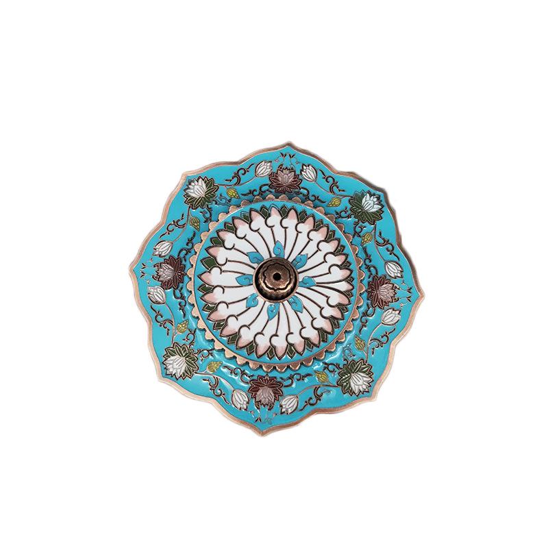 Ying Xiang Yuan Cloisonné Hand-painted Lotus Incense Holder - Creative Home Ornament for Agarwood & Sandalwood Sticks