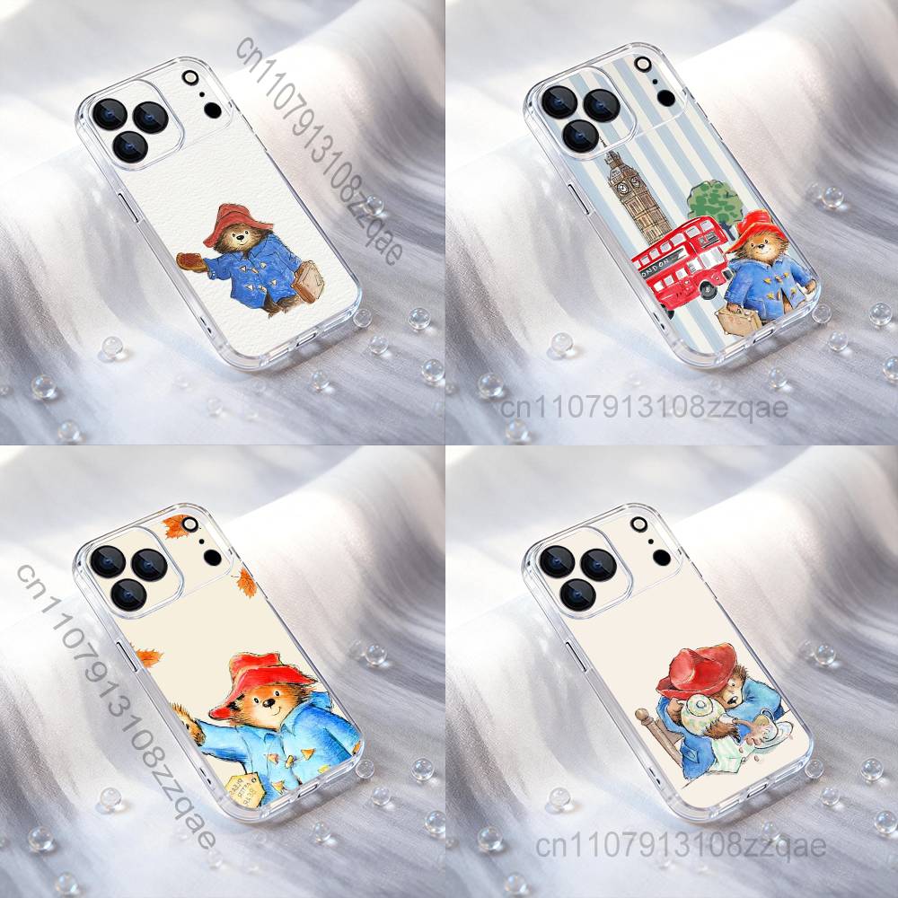 P-PaddingtonS Bear Cute Transport Phone Case For iPhone 17,16,15,14,13,12,11,Pro,XS,Max,XR,Plus,E,SE4,Mini Shockproof Soft Cover