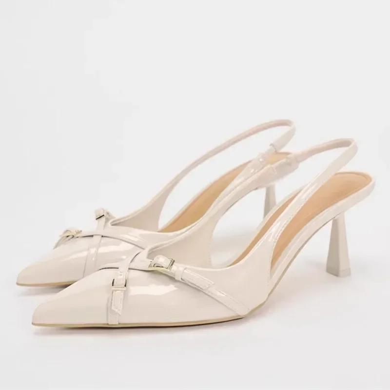 2025 Summer Designer Women Pumps Sexy Pointed Toe Thin High Heels Fashion Cross Belt Buckle High Heels Sandals Office Women Shoe
