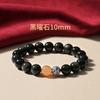 Obsidian Cloisonné Meditation Lotus Bracelet for Men and Women, Buddhist Bead Single-Loop Couple's Bracelet