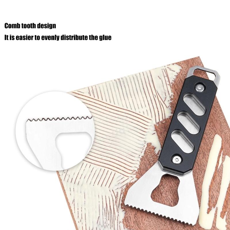 Multipurpose Surfaces Glues Applicator Tool Stainless Steel Serrated Edges Glues Scraping Spreader with Aluminum Handle