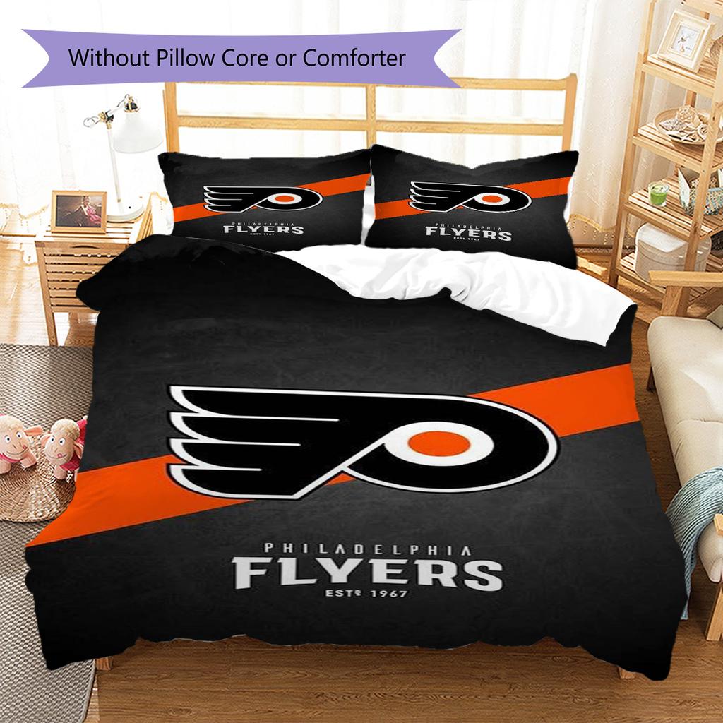 Philadelphia Flyers Logo Pattern Bedding Set Quilt Cover Pillowcase Home Decor Gift (1 * duvet cover + 2 * pillowcase, without core)