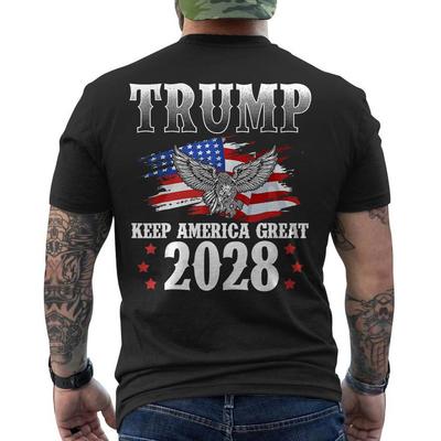 Trump 2028 Keep America Great American Flag Trump 2028 ON BACK Unisex T-Shirt