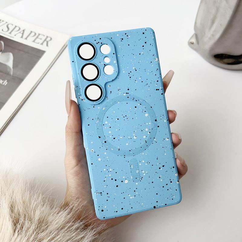 Dot Print TPU Slim Matte Magnetic Case For Samsung Galaxy S25 S24 Ultra S23 S22 S21 FE for Magsafe Soft Shockproof Lens Film Protection Phone Cover