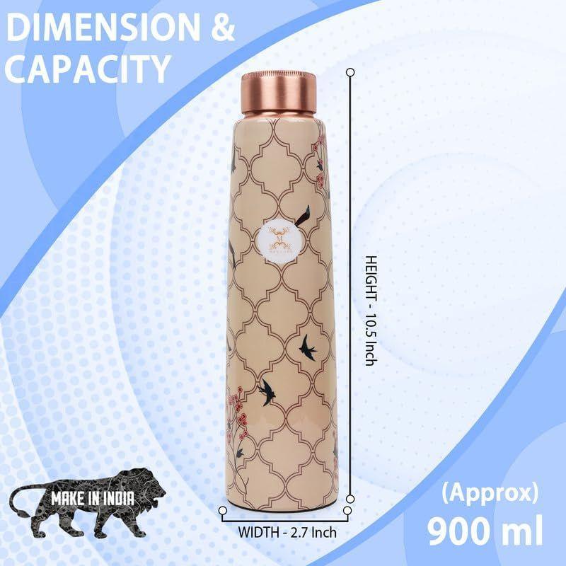 Elevate Your Wellness Journey Pure Copper Water Bottle - Advanced Leak Proof, Joint Less for Gym, School, Office & Gift (900ml)