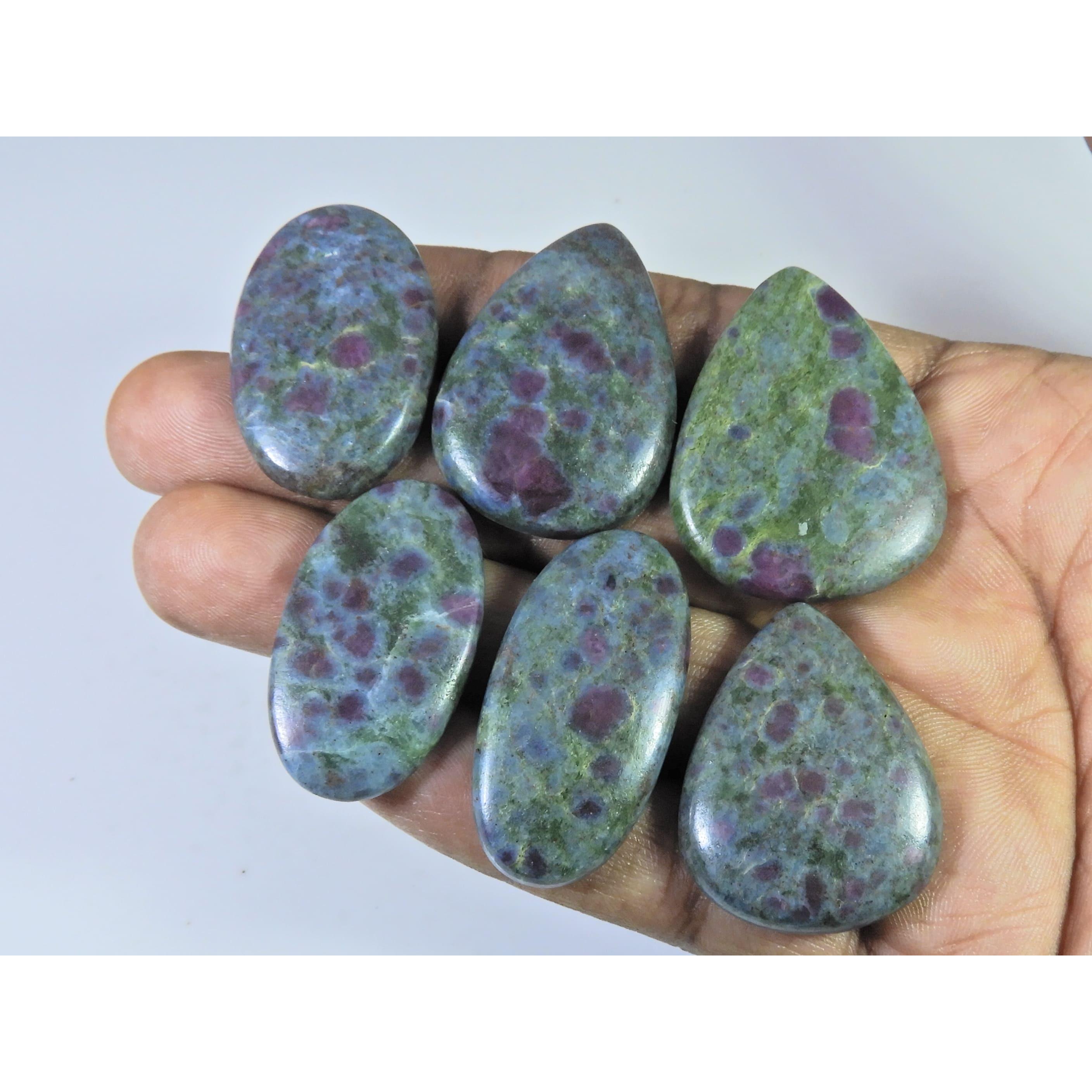 328Cts. Natural Ruby in Kyanite Mix Cabochon Loose Gemstone 06 Pcs Lot C-1303
