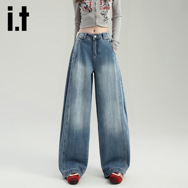 

izzue it Women s Distressed High-Waist Wide-Leg Jeans M