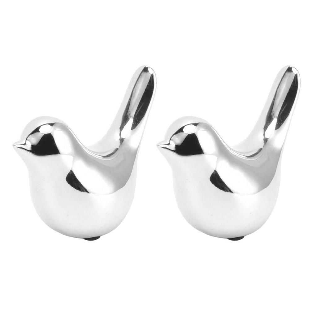 2Pcs Electroplated Ceramic Bird Decoration Nordic Style Modern Abstract Bird Figurine Home Desktop