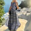 Fashion Women's Bohemian Print Round-Neck Mid-length Sleeveless Leisure Dresses