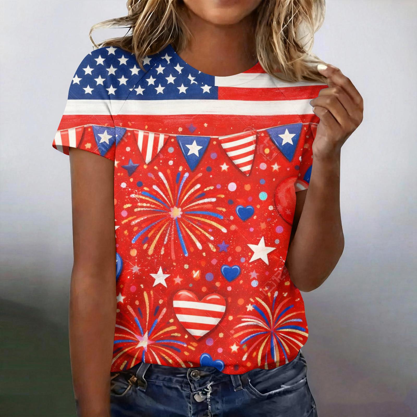 Women s Casual Fashion Short-Sleeve Raglan Sleeve Printed T-Shirt Top M