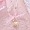 Elegante Halskette mit Perlenanhänger und Herz-Schleife für Frauen, süße, vielseitige Choker-Charme-Halsketten, Modeschmuck, Geschenk