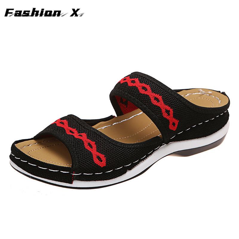 Women Sandals Breathable Mesh Summer Shoes For Women Low Heels Sandalias  Beach Slippers Sandals