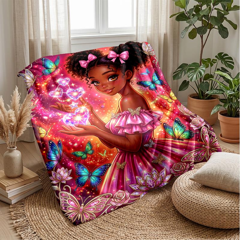 

Butterfly Fantasy World blanket Personalized Name Flannel Blanket Soft Cozy Plush Throw for Sofa Bed Lightweight Home Decor 75x90cm