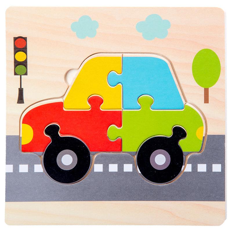 Children's Early Education Logical Thinking Puzzle Wooden 3D Puzzle Three-dimensional Kindergarten Cartoon Gift Puzzle Toy