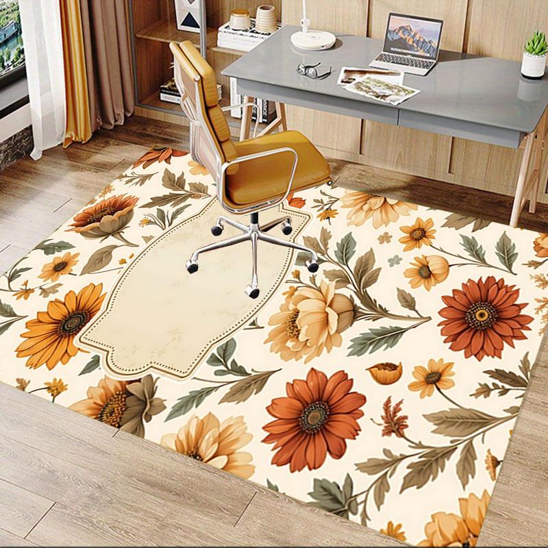 1PC Floral Pattern Carpet Office Rug Mat Home Decor Area Carpet Festival Gift Office Desk Chair Carpet Longlasting Material