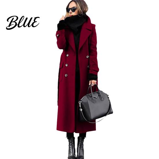 Elegante Damen Oberbekleidung Damen Zweireihiger Langer Trenchcoat Klassischer Revers Warmer Peacoat mit Gürtel Herbst Winter Lässiger Übermantel Kragen M wein rot