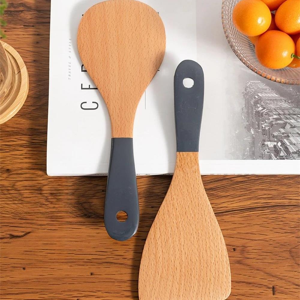 Multi Function Non Stick Wooden Turners Ladle Household Non-slip Stir-fry Utensils for Kitchen Long Handled Eco Cooking Gadgets