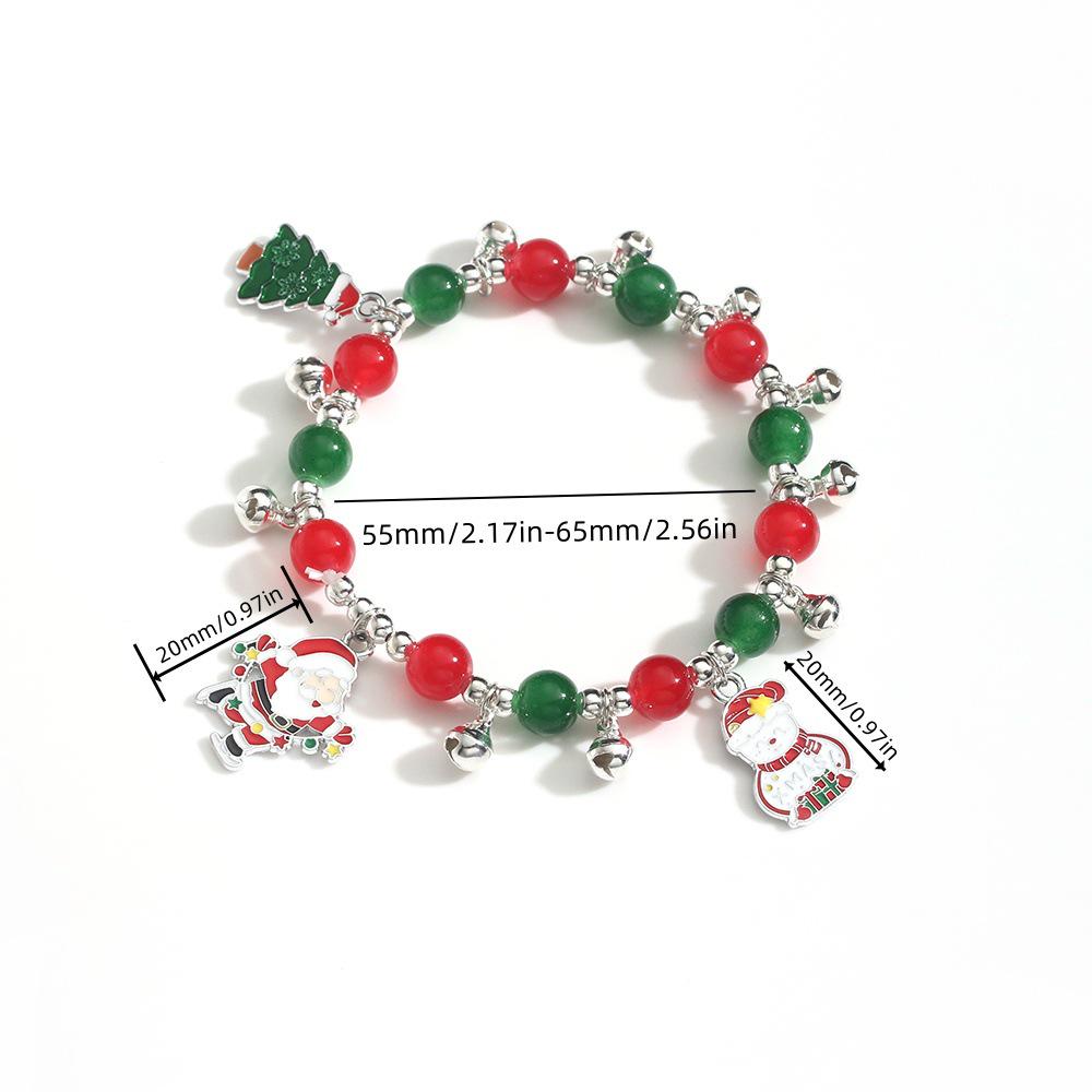 Christmas Tree & Santa Claus Beaded Adjustable Bracelet