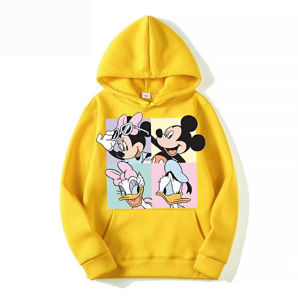 Disney Mickey Minnie Casual Women's Hoodie Cartoon Minnie Pattern Pullover Brushed Warm Sweatshirt Loose and Comfortable Top