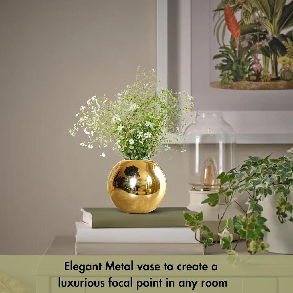 Metal Ball Round Flower Vase for Home Decor|Table Decorative Item for Bedroom Living Room Office Wedding | Best Gift
