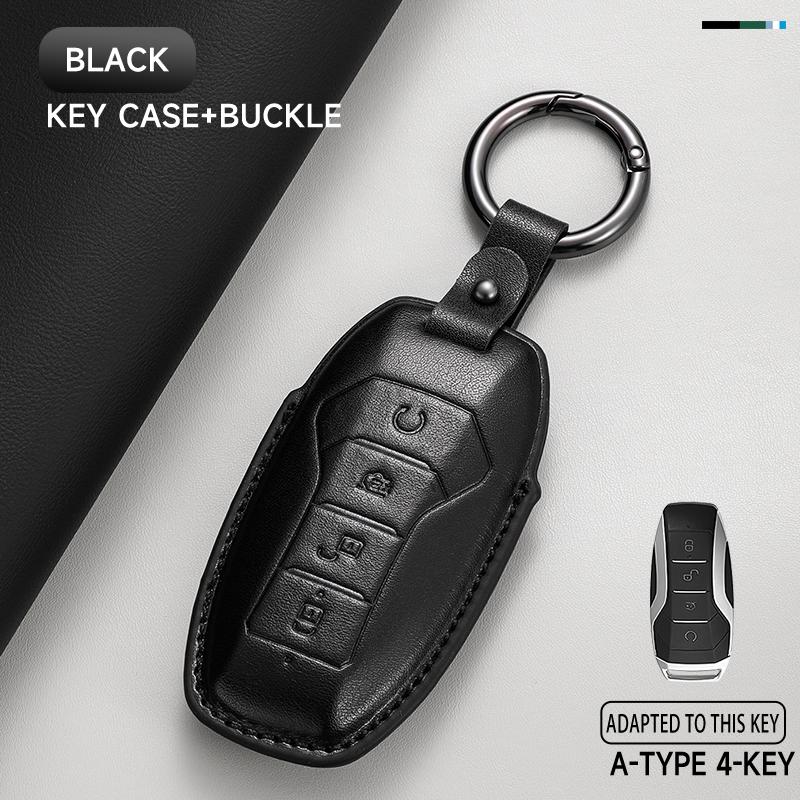 Leather Car Key Cover Case Protection Shell Keychain for BYD Tang EV600 Han EV Yuan ATTO 3 Song PLUS Pro MAX DMI Qin Dolphin