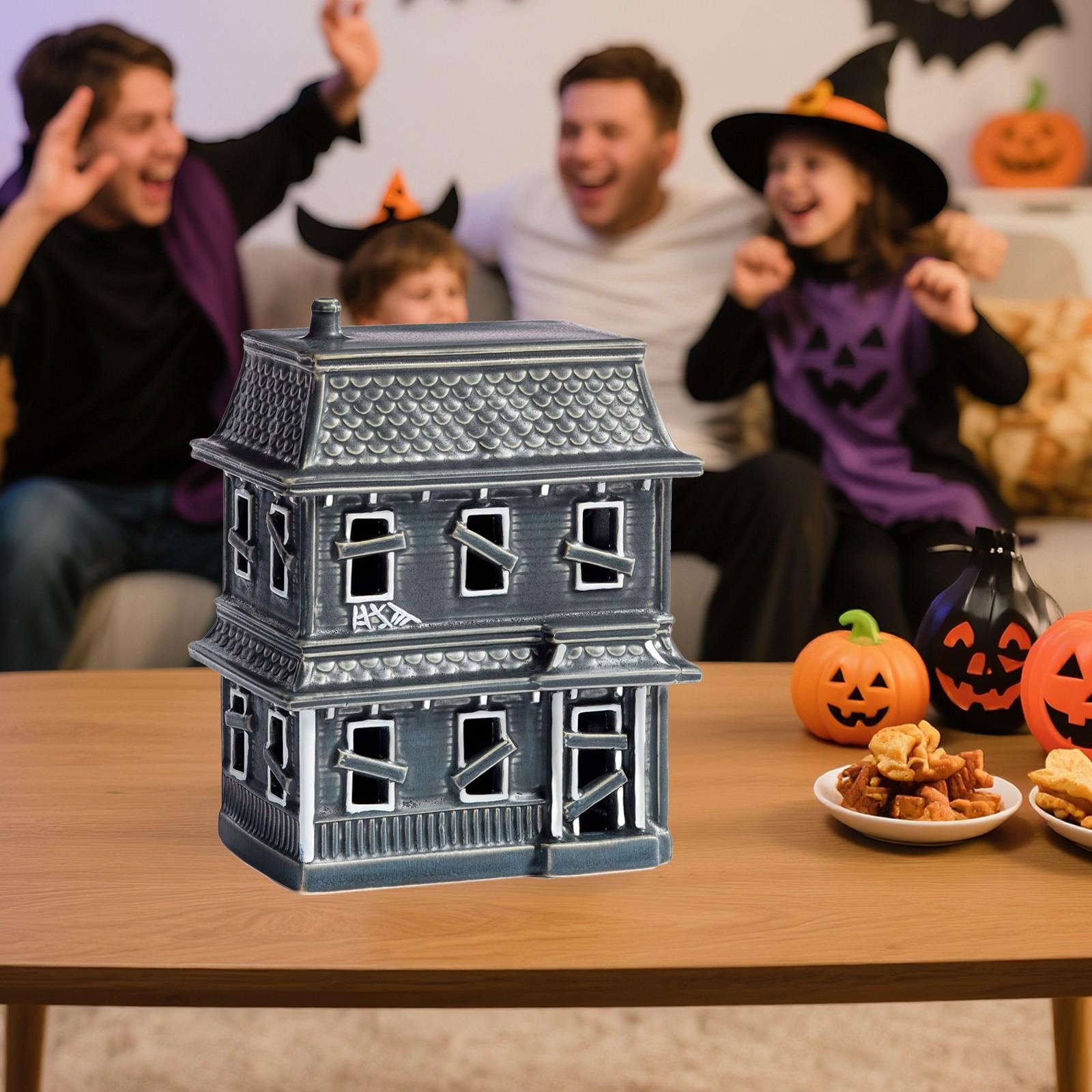 

Black Haunted House Resin Halloween Home Decor One Size