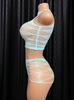 Sky Blue Red Sexy Lingerie Set Hot Erotic Bodysuit + Panties Women'S Underwear Fishnet Ripped Underwear Push Up Sleepwear