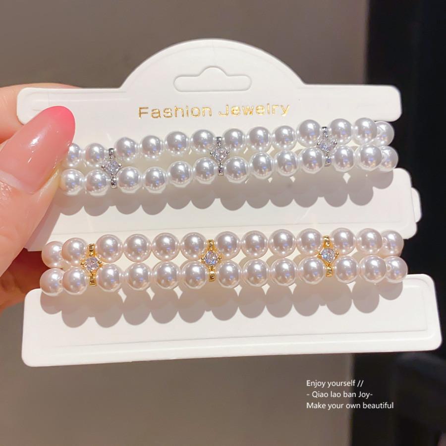 Modern Minimalist Geometric Jewelry Bracelet With Zircon Pearl And Rhinestone For Womens Fashion Accessory