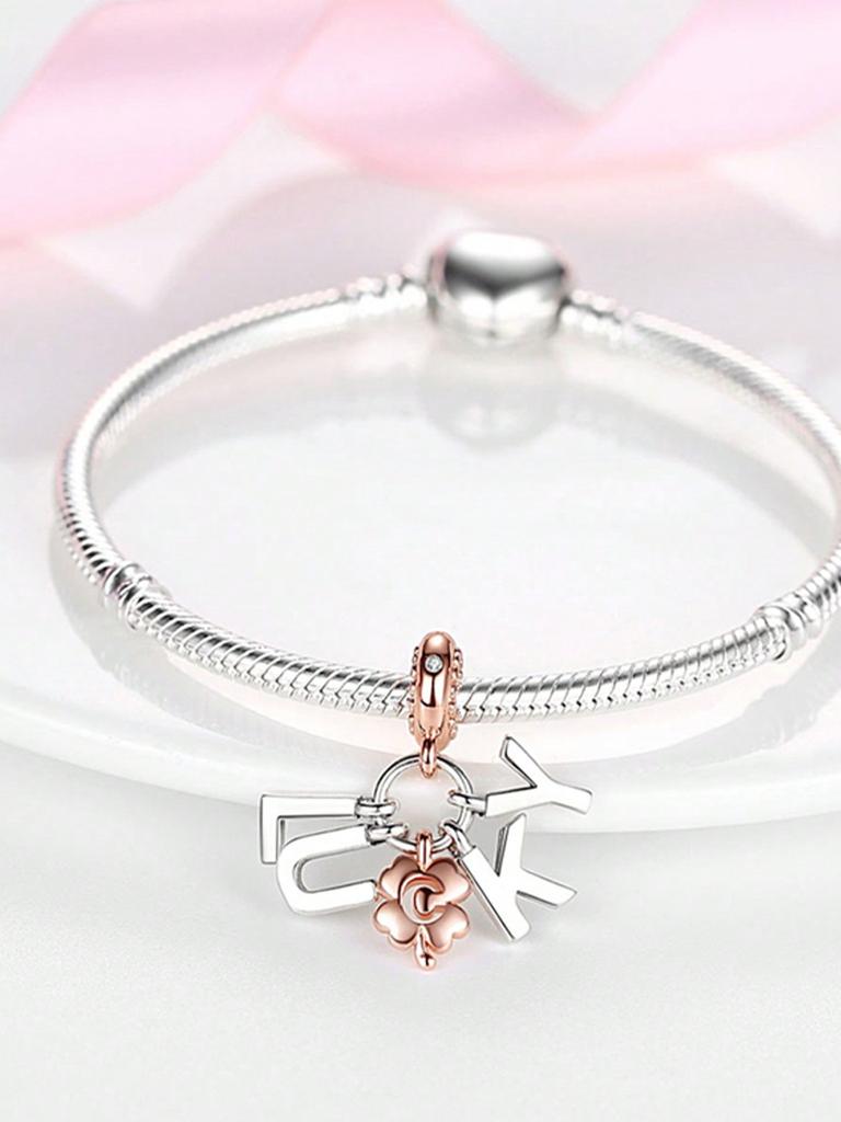 Charms Plata Copper Colors Mother'S Day Love Hug Letters Beads Pendant For Original Bracelet For Women Diy Jewelry Love Gift