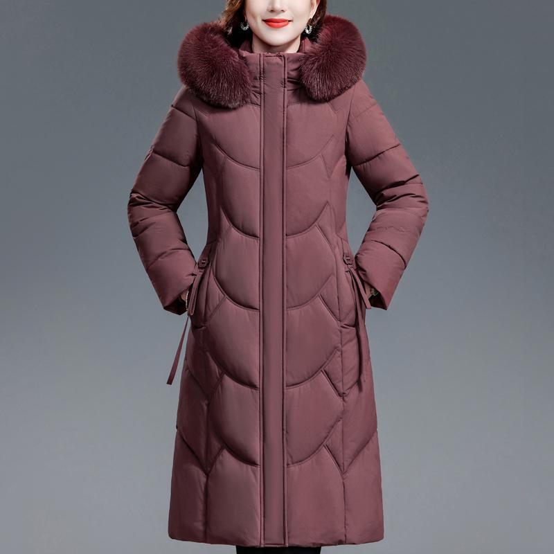 Middelaldrende Kvinners Kåper Vinter Lange Parkaser Hette Fuskepelskrage Tykke Varme Hverdagslige Kvinnejakker