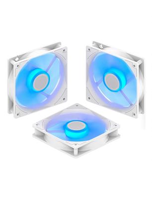 EZDIY-FAB 120mm PC Case Fan, PWM, 4-Pin, Quiet, with Blue LED Ring and White Frame, for PC Case Cooling - Pack of 3