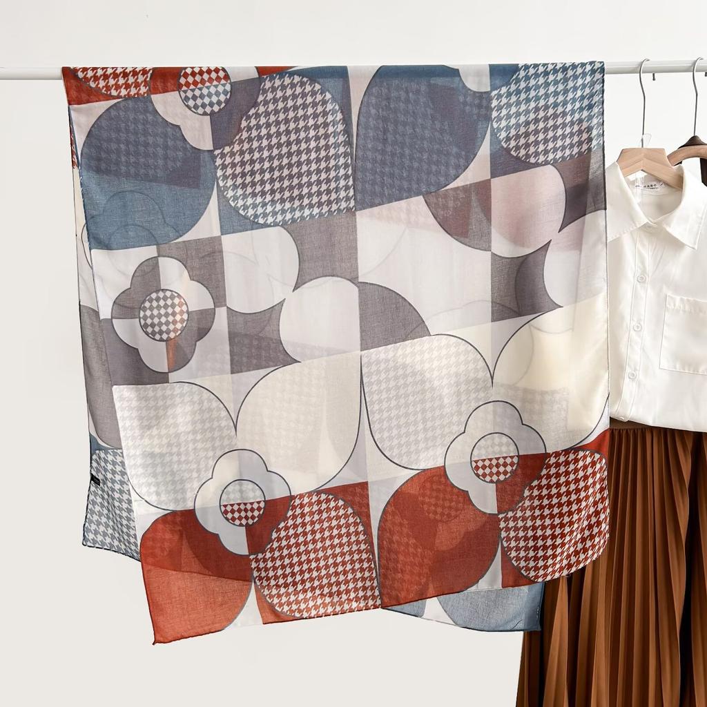 Thin Scarf Versatile Women's Scarf Shawl Imitation Cotton and Linen High-end French Silk Scarf Long Scarf Cross-border Special Supply