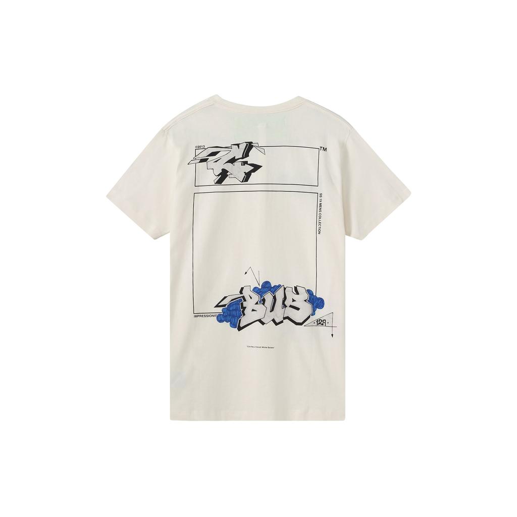 Off-White Graffiti Print Short Sleeve T-Shirt Men Tops White OMAA027R191850060288