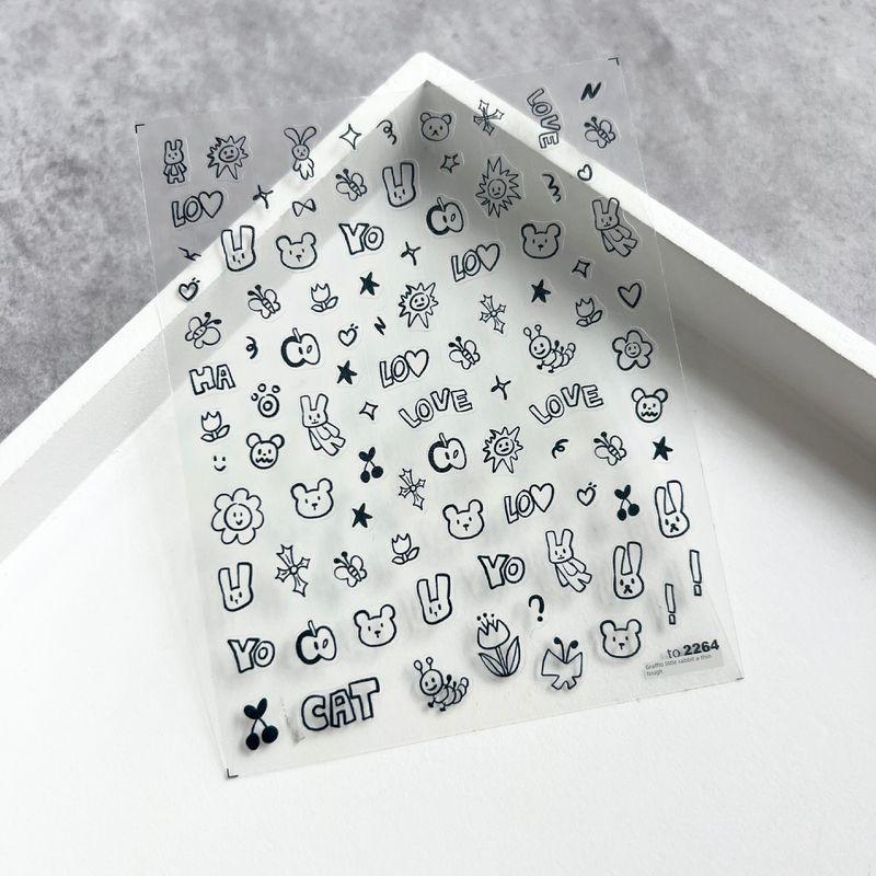 

Bunny Tough Men s and Women s Nail Stickers Thin Tough Black Graffiti Rabbit(One sticker)