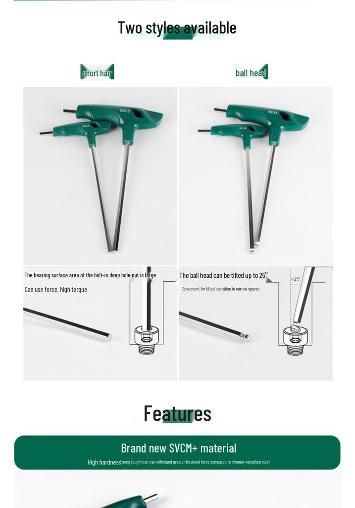 SATA T-Handle Hex Wrench Set: 2-10mm 6-Sided Hex Keys