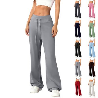 Damen Schlaghose Lässige Kordelzug Elastischer Bund Bequeme Schlaghose Yoga Lose Hose