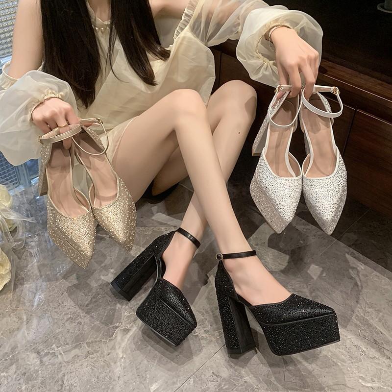 Mode Kristall Spitzschuh Damen Schuhe Plateau High Heels Schuhe Sommerkleid Elegante Sandalen Designer Pumps 2025 Trend Mujer Zapatos