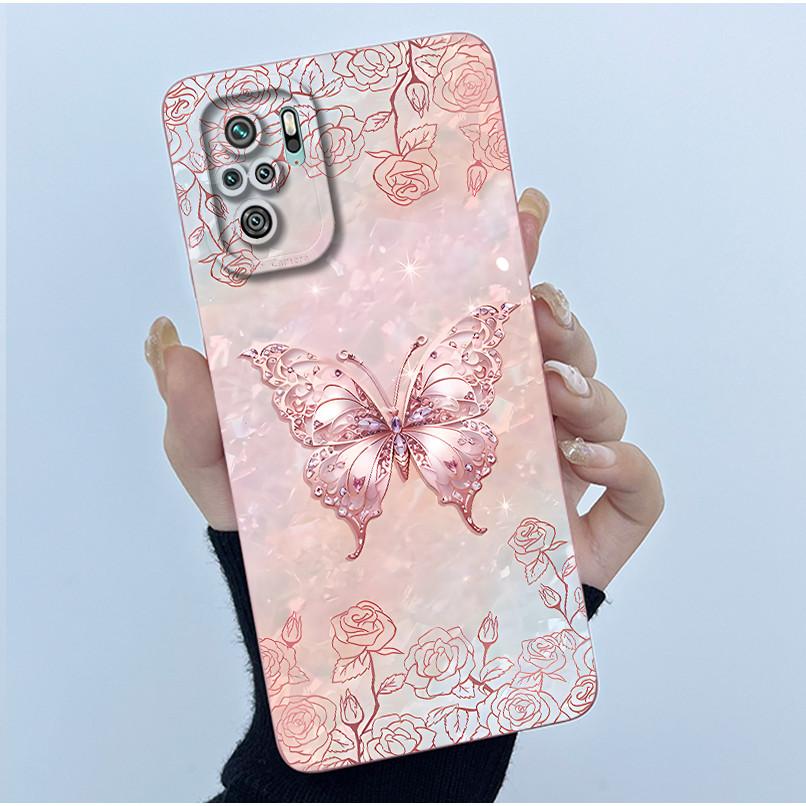 For Xiaomi Poco M5s Phone Case PocoM5s Cover Fashion Simplicity Butterfly Floral Soft Liquid Silicone Shell For Poco M 5s Fundas