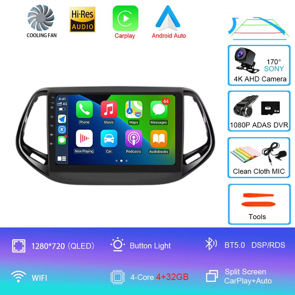 For Jeep Compass 2017 - 2019 360 Camera Head Unit Android 14 Video Player Car Radio Autoradio Multimedia GPS Navigation Monitor