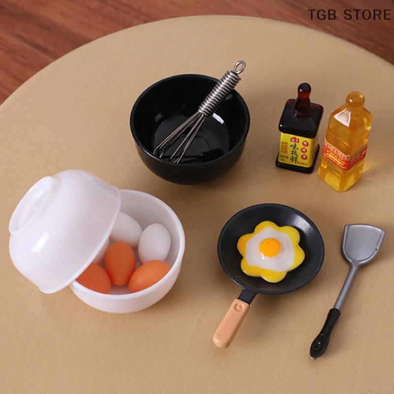 10Pcs/set Simulation Mini Bowl Egg Fryer Egg Beater Food Model Dollhouse Miniature DIY Doll House Accessories Furniture Decor